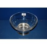 A Dartington glass presentation Bowl with silver base, inscription to bowl 'London 2012',