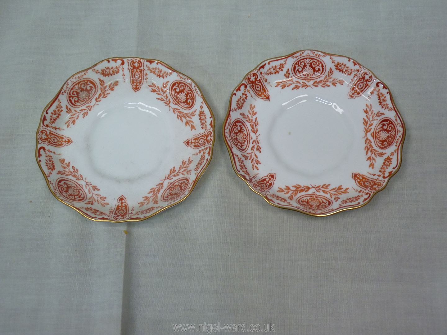 A Victorian Teaset in red and cream by Wedgwood including teapot, four cups, - Image 19 of 30