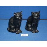 A pair of unusual black Sylvac seated cats 5" tall model 1086.