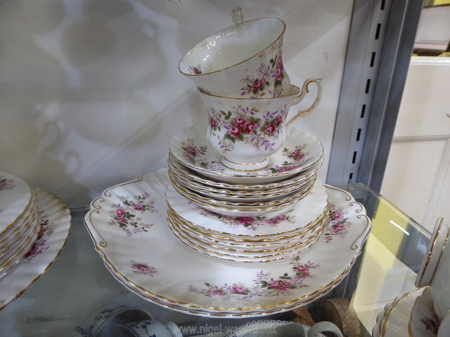 A Royal Albert 'Lavender Rose' part tea and breakfast set including 10 cups, 12 saucers, - Image 4 of 6