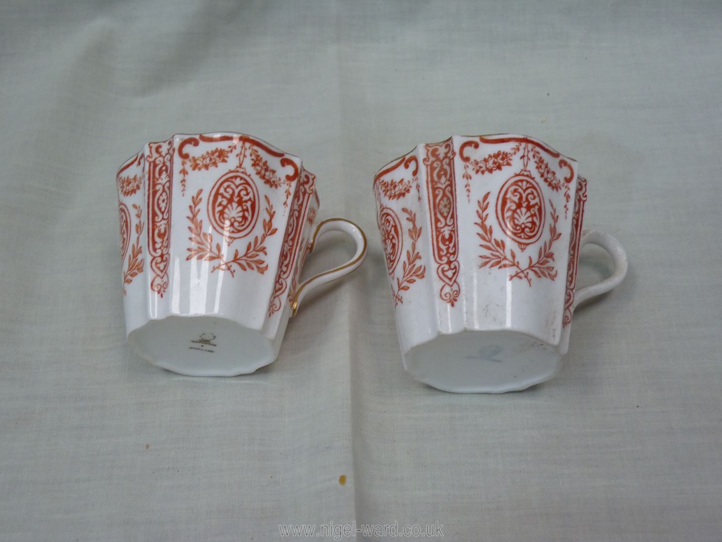 A Victorian Teaset in red and cream by Wedgwood including teapot, four cups, - Image 22 of 30