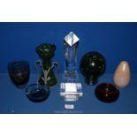 A quantity of coloured glass including a 1987 Caithness 'Winter Rose' vase,