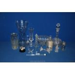 A quantity of mixed glass including a large glass vase (with chip to rim), jelly mould,