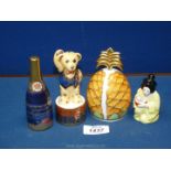 Four ''The Connaught Collection" Royal Worcester candle snuffers including 'Japanese Girl',