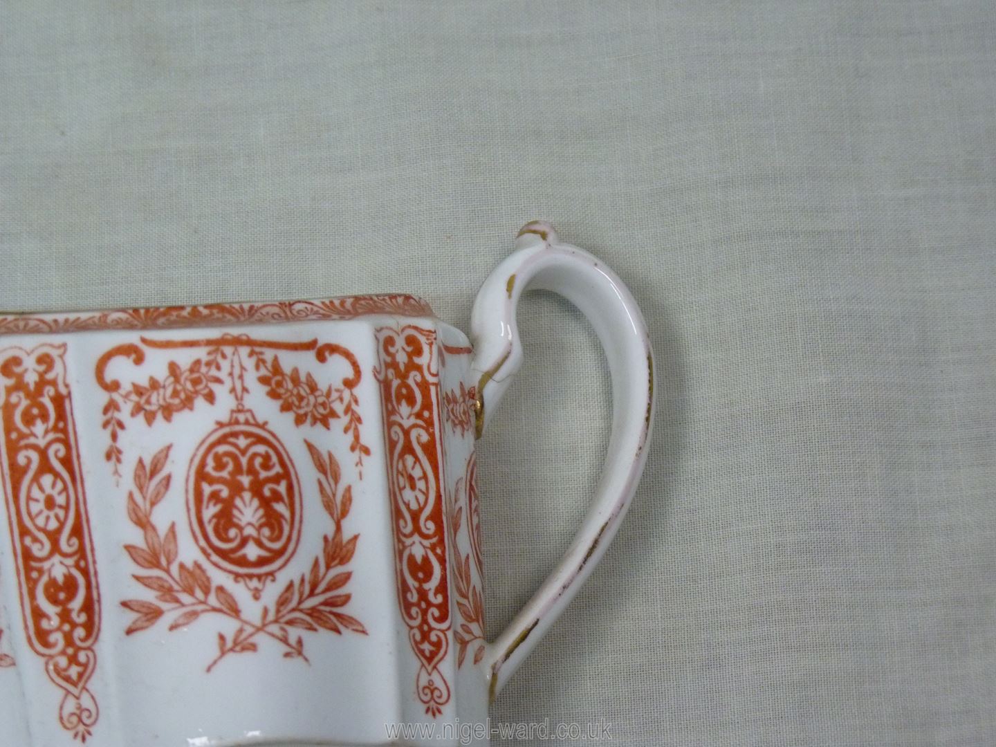 A Victorian Teaset in red and cream by Wedgwood including teapot, four cups, - Image 15 of 30