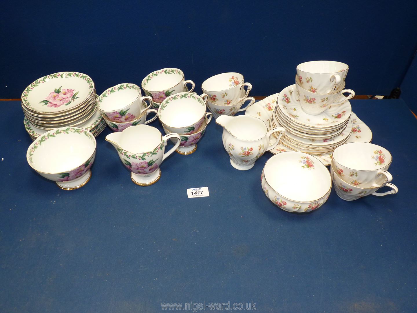 A Gladstone 'Laurel Time' part Teaset to include six cups, saucers and plates, jug and bowl,