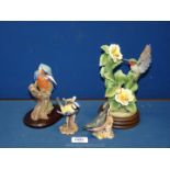 A Wedgwood Kingfisher, Gorham Mint collection Humming Bird,