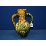A Turkish Cankkale pottery two handled Vase,