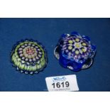 Two small Perthshire millefiori cane Paperweights, boxed.