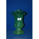 A Victorian green glass light fitting, (some damage), 10" tall.