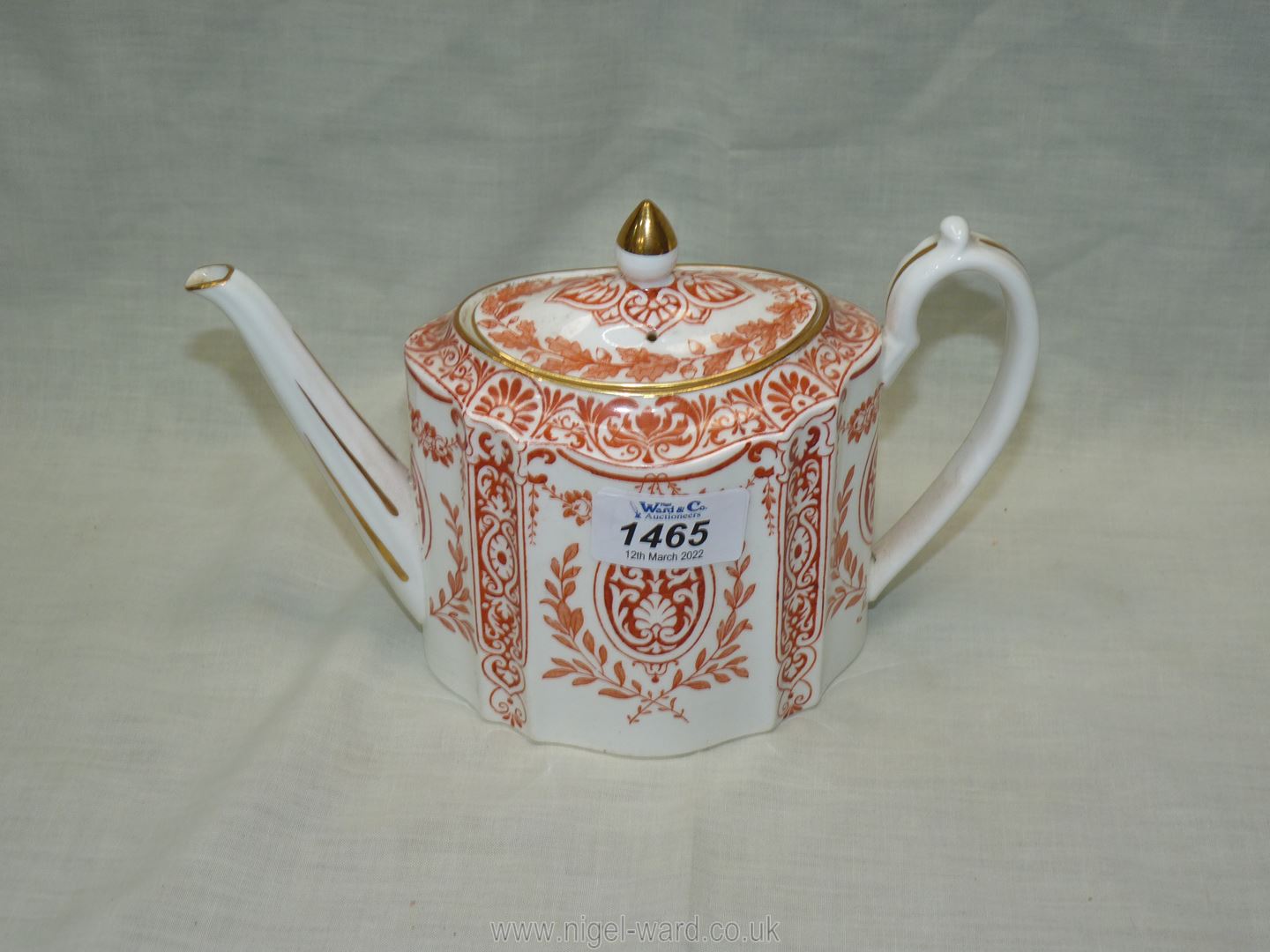 A Victorian Teaset in red and cream by Wedgwood including teapot, four cups, - Image 2 of 30