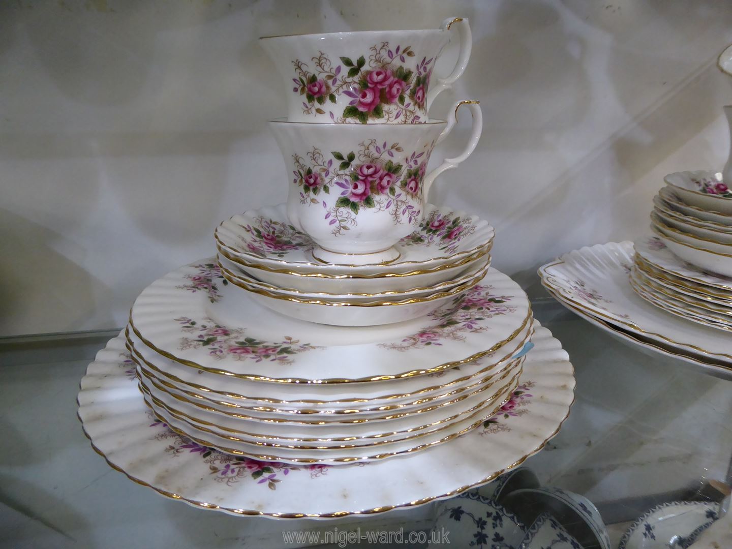 A Royal Albert 'Lavender Rose' part tea and breakfast set including 10 cups, 12 saucers, - Image 3 of 6