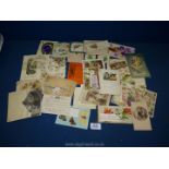 A collection of Victorian and Edwardian Christmas cards, including one containing a pop-up manger,