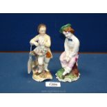 Two porcelain figures of two boys (some crazing)