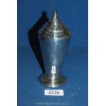 A Silver Sugar Sifter of art deco design engraved 'Presented to Mrs Peter Scalon from 228 Sqd