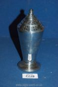 A Silver Sugar Sifter of art deco design engraved 'Presented to Mrs Peter Scalon from 228 Sqd