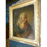 A gilded framed Oil painting on stretchered canvas ably depicting an elderly bearded gentleman with