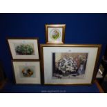 Four framed and mounted Floral Prints, three by Jennifer Conway to include "Near Mallard Pool"etc.
