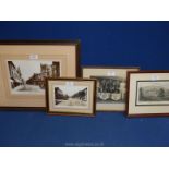 Two framed and mounted prints of Brecon scenes in 1910, a coloured print of Penoyre House,