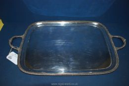 A large Walker and Hall silver plated butler's Tray, 27 1/2" x 16 1/2".