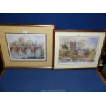 Two framed and mounted prints depicting views of Hereford; one signed 'Sturgeon',