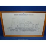 A framed scale print depicting a standard outside cylinder tank locomotive,