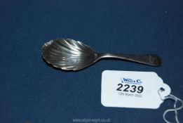 A Silver caddy Spoon having a bowl in the form of a shell,