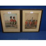 Two Hogarth style framed engravings : '42nd Highlanders' and '1st Royals Horse Artillery 42nd