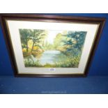 A framed and mounted Watercolour titled The River Itchen '98, signed lower right Bryan Hudson.