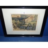 A Watercolour cartoon 'The Poachers' signed Rolin