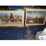 A pair of large Howard Terpning Prints depicting Indians, 43 1/2" x 29 1/2".