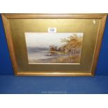 A framed and mounted watercolour with label verso 'Windermere', signed lower left A.