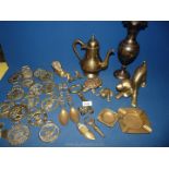 A brass Dog, Horse Brasses, ornaments etc.