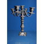 A plated five branch candelabrum.