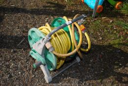 A hose on a reel.