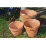 Three terracotta pots.