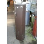 A small gun cabinet with key, 4' high x 10" wide x 8" deep.