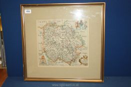 A Map of Herefordshire, William Hole after Saxon, 1637, map measures 12 1/2" x 11 3/4".