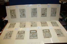 A quantity of mounted 18th c. road maps from Owen & Bowen, including Kent, Whitby etc.