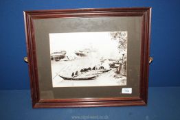 An original sepia photograph of an East Indian port circa 1890-1900, 18'' x 15'', framed.
