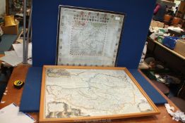 Two framed map prints including the county of Pembroke and an Improved map of the county of