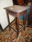 A 20th c. Oak rectangular occasional Table on splay legs, 13'' x 11'' x 23 1/2'' high.