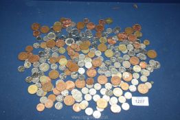 A Harrod's Christmas Pudding tin and contents of Decimal and foreign coins.