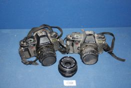 Two Pentax P30 35mm SLR Cameras both with Pentax SMC 50mm f/1.