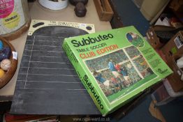 A Subbuteo Club Edition table soccer game a/f. and a heavy Challenger Shove Ha'penny Slate.