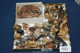 A small quantity of Wade Whimsies and boxed crab trinket pot plus miniature animals including dogs,
