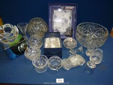 A quantity of glass including boxed Edinburgh crystal photograph frame and Royal Copenhagen 'Lotus'