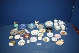 A quantity of small china items including trinket dishes, Goss cup and saucer, small dishes,