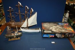 A wooden model of the Mary Rose, 18'' tall x 17'' long,