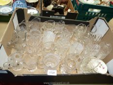 24 Pressed glass stemmed jugs/creamers, some with etched detail,